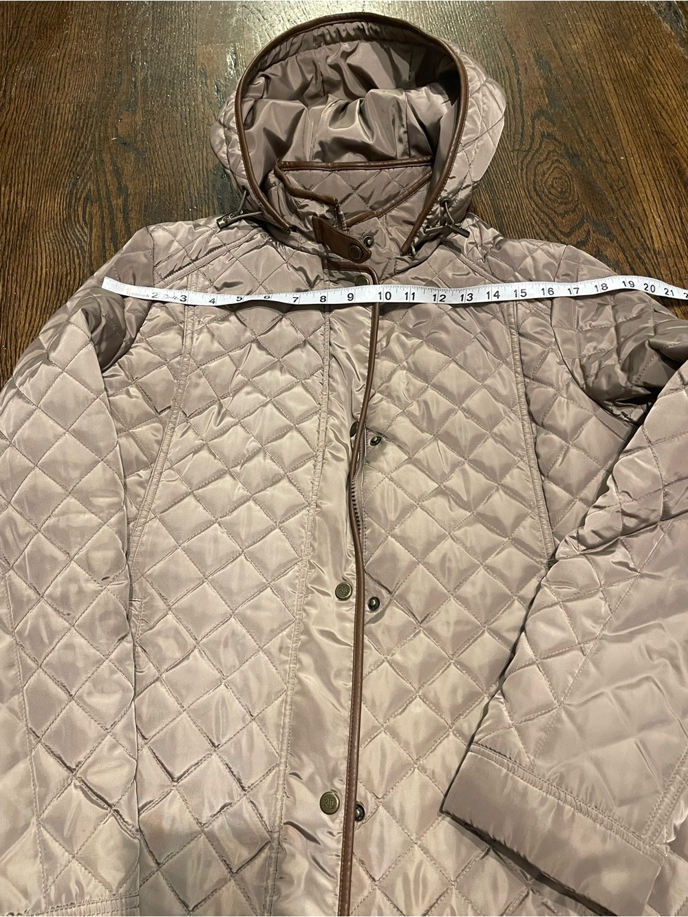 Ralph Lauren women’s Taupe Quilted Diamond-Pattern Puffer Jacket size L - Picture 8 of 13